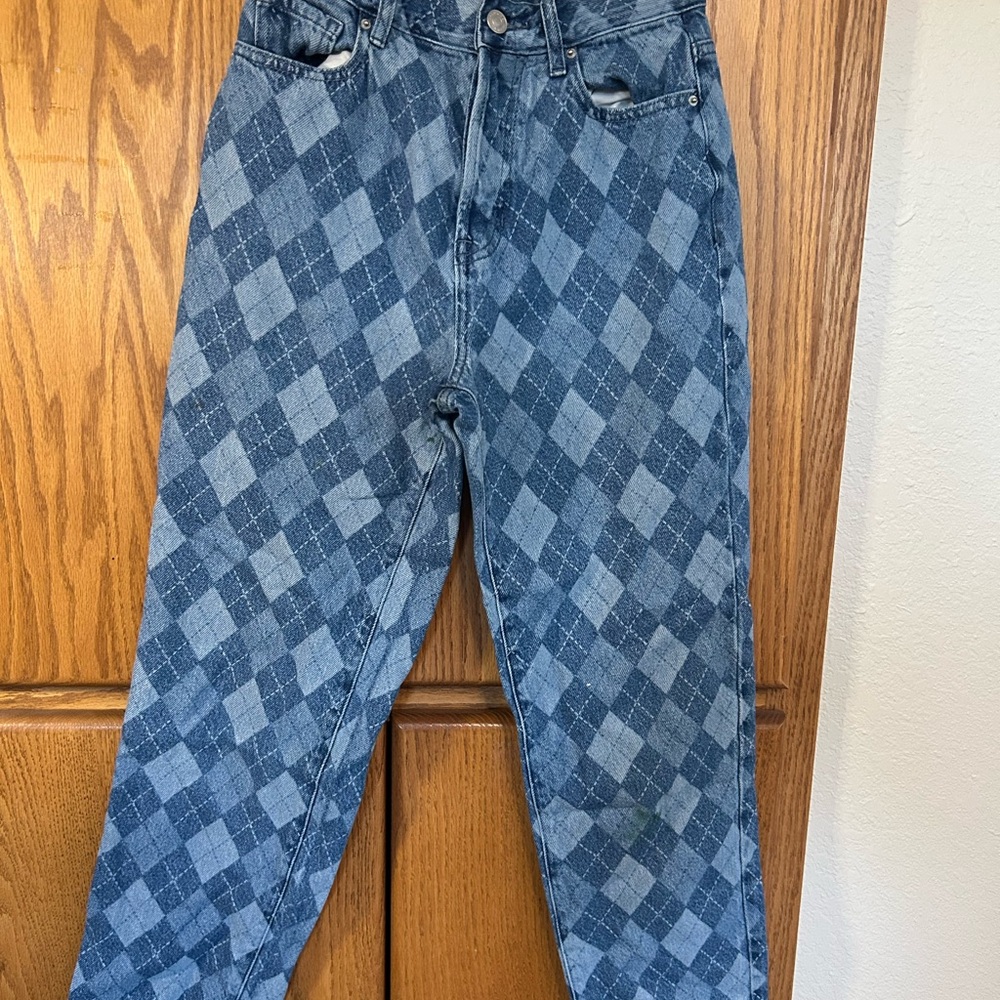 Stylish Blue Checkered women’s Jeans